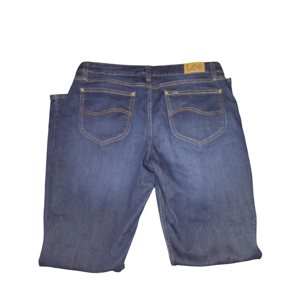 Lee Womens Mid Rise Straight Leg Jeans Dark Wash Blue Regular Fit 14L - Picture 4 of 4